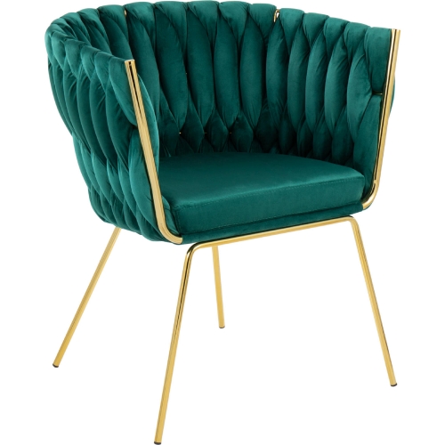 Renee Dining Chair in Green Velvet & Gold Steel